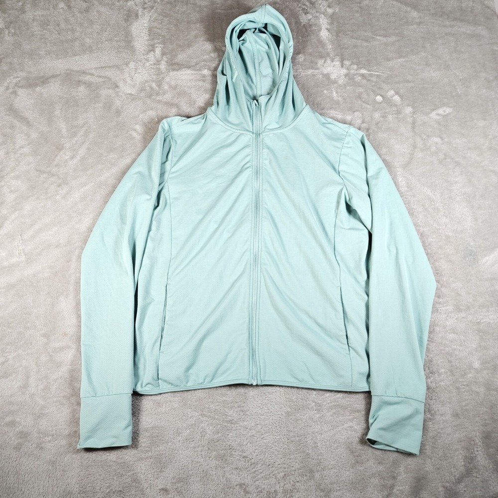 Uniqlo AIRism Hoodie Womens Large Green UV Protection Mesh Full Zip Performance